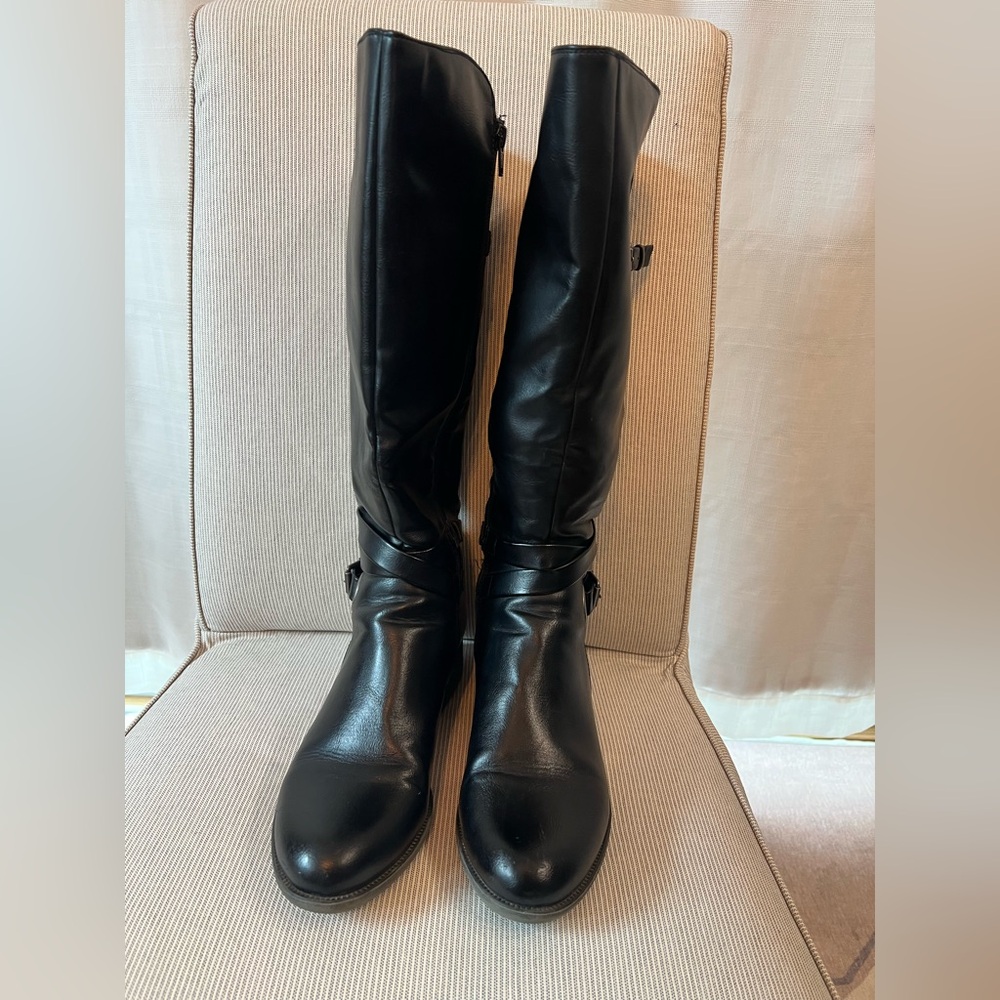 Black Leather Knee-High Boots Size 9
